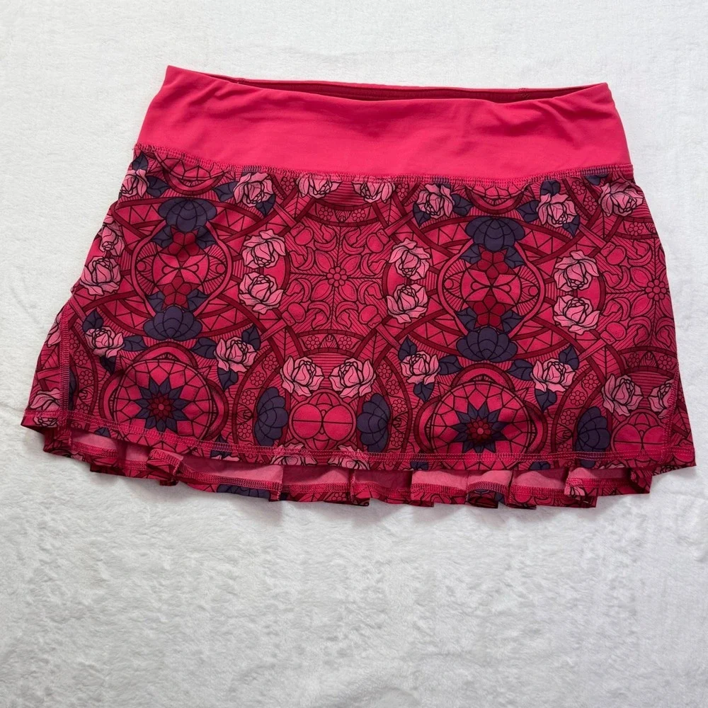 Lululemon Pace‎ Setter Stained Glass Rose Pleated Athletic Skort Size 4